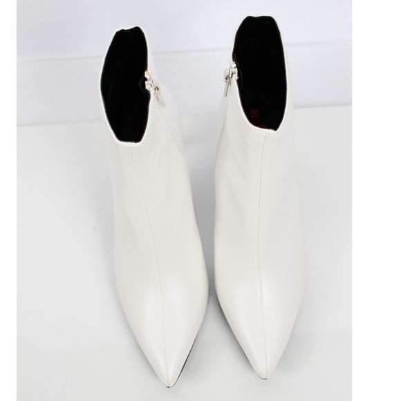 White Pointy Toe 3 1/4" Heel Ankle Boot - Picture 4 of 5